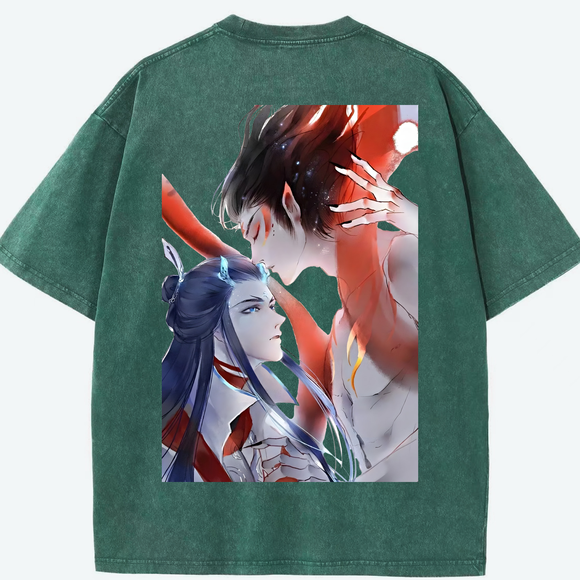 （画像用） Ne Zha 2 ナタ 魔童の大暴れ 綿100% ヴィンテージ風 半袖Tシャツ（背面プリント）